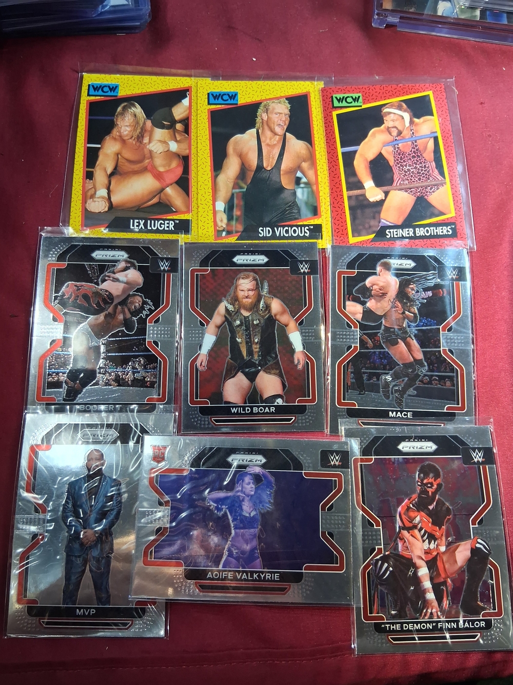 WWE Collectible Wrestling Trading Cards in Red, Yellow, Black